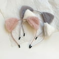 thumbnail image 6 of Eoperou Women Hairband Soft Fluffy Plush Cartoon Kitty Ear Decor Elastic Narrow Brim Anti-slip Regular Fit Solid Color Head Decoration Hair Hoop, 6 of 8