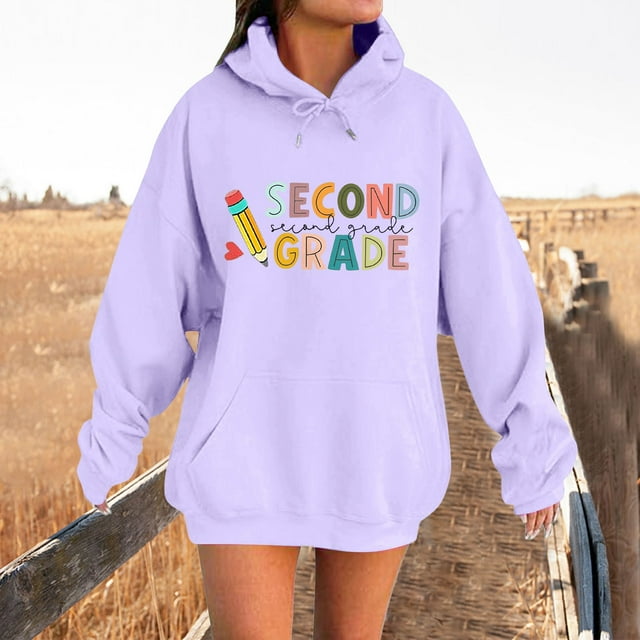 TINZ Chandails à Capuchon et Chandails pour Femmes pour la Saison Scolaire, Col Rond Décontracté, Design avec Motif pour Agencer avec des Jeans, Polyvalent pour le Printemps et l'Automne, Chandail à Capuchon pour Femmes, Hauts d'Automne pour Femmes