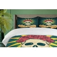 thumbnail image 4 of Ambesonne Sugar Skull Duvet Cover Set, Day of Dead Grunge, 2-Calking, Dark Teal, 4 of 7