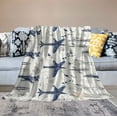 thumbnail image 2 of ONETECH Aircraft Sherpa Blanket Airplane Print Throw Blanket Decor Aircraft Flying Plush Blanket Sketch Style Blue White Fuzzy Blanket Bedroom Throw, 2 of 6