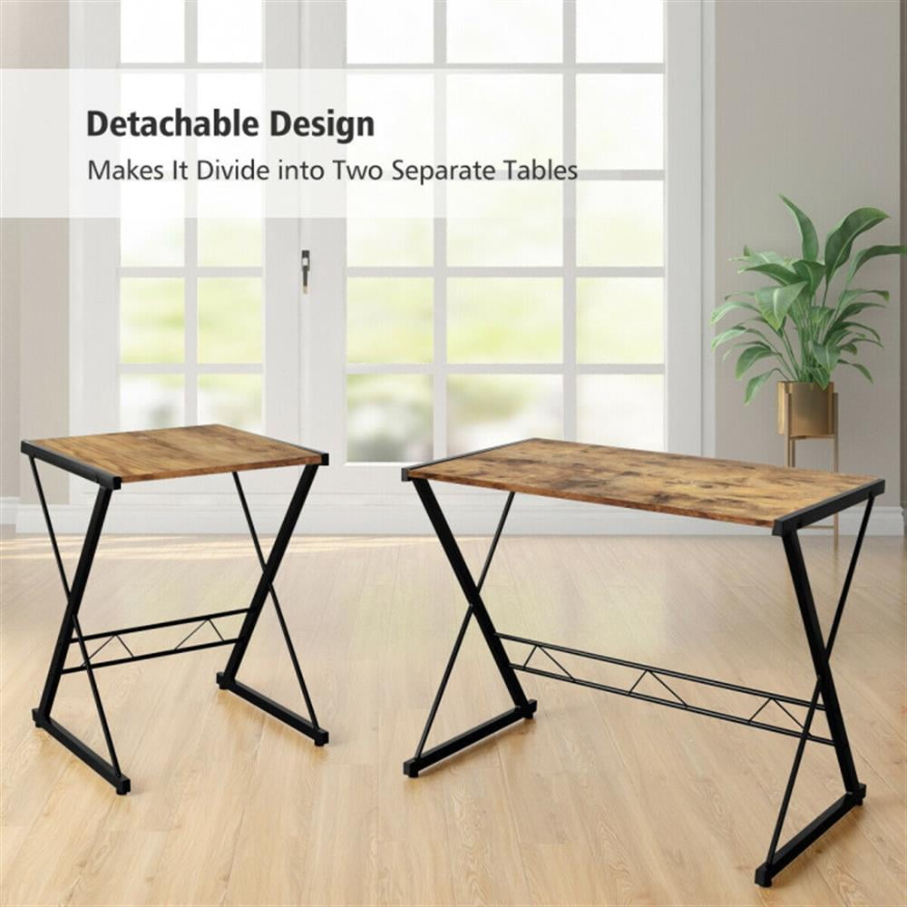 Demi Bonn L-Shaped Desk Reversible Corner Computer Desk with Movable Shelf and CPU Stand, Small Home Office Desk Study Writing Table, Walnut