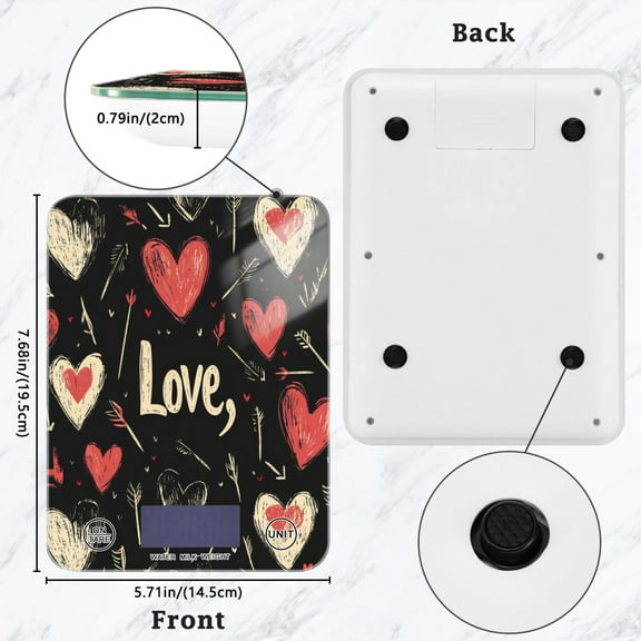 BZSMCE Digital Food Scale Kitchen Scales Creatively Love Struck Pattern Baking Cooking Keto and Meal Prep, with LCD Display