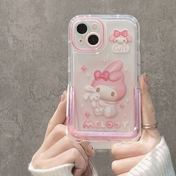 Sanrio-fundas de teléfono con dibujos animados para iPhone, carcasa transparente de Hello Kitty MyMelody con pulsera de lujo para iPhone 14, 13, 12, 11 Pro Max, Y2k Girl Fivean unisex