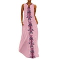 thumbnail image 2 of SMihono Robe Bohème d'Été pour Femmes Grande Taille Femmes Vintage Quotidienne Décontractée Sans Manches à Rayures Imprimée à Col en V Robe Maxi d'Été, 2 of 6