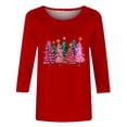 thumbnail image 4 of FcBaudy Hauts pour Femmes, Blouses & Chemises à Manches Longues Col Rond, Chemises pour Femmes Mode de Noël T-shirt Décontracté Imprimé Col Rond Manches 3/4 Blouse Femme Blouse en Polyester, 4 of 4