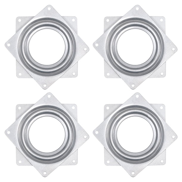 Hardware Lazy Susan Uxcell, 4Pack 3 Pulgadas Placa Giratoria de Rodamiento de Bola Cuadrada para Torre de DVD, Estantería (Plata)