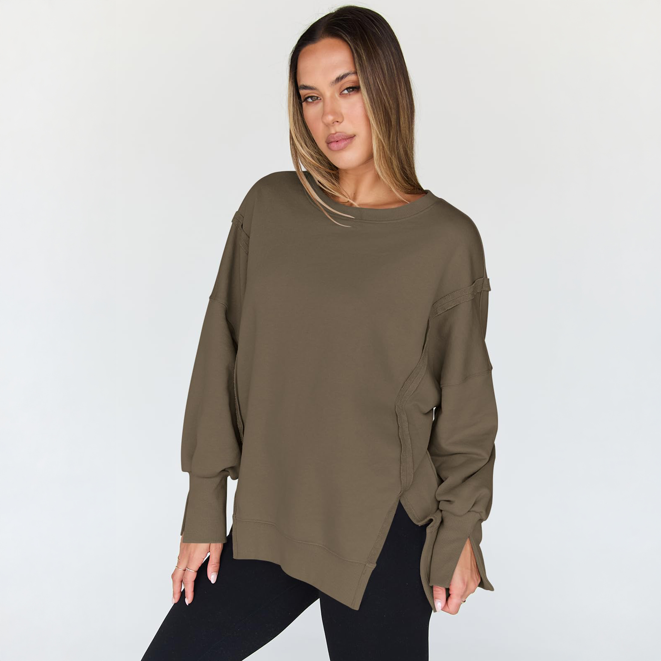 SUNBS Women's Oversized Crewneck Sweatshirt photo 3