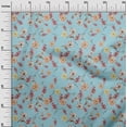 thumbnail image 2 of oneOone Cotton Poplin Twill Sky Blue Fabric Flower & Leaves Watercolor Quilting Supplies Print Sewing Fabric By The Yard 56 Inch Wide, 2 of 2