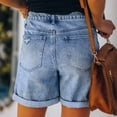 thumbnail image 4 of biudgviw Jeans for Women Wide Leg Bermuda Denim Shorts Summer Lounge Cuffed Hem Cute Ripped Shorts with Pockets, 4 of 7