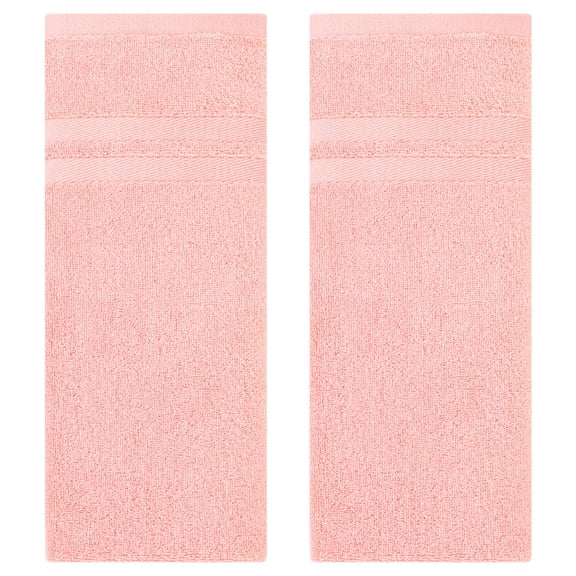 Unique Bargains Striped Hand Towels Cotton Soft Absorbent Towel Pink 2-Piece