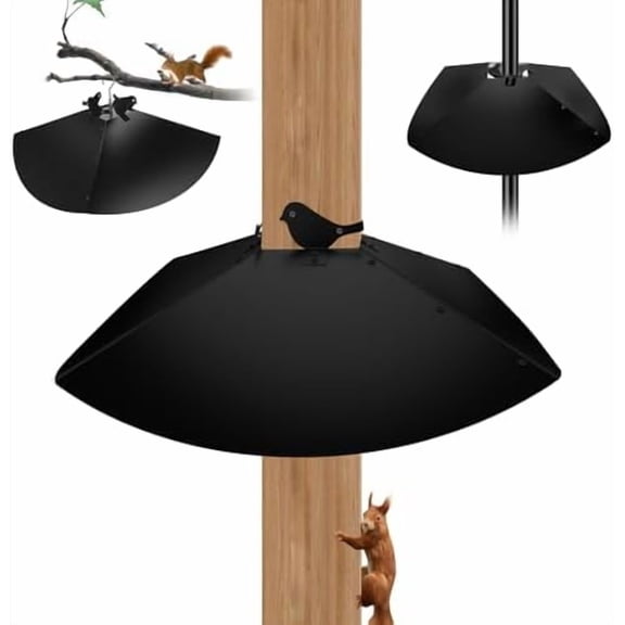 Metal Squirrel Baffle, 24 Inch Squirrel Guard for Bird Feeder Pole Or Shepherd's Hooks, Adjustable Opening Size for 4x4 Post Wooden or 0.7-1.5 Inch Round Pole, Hanging Squirrel Baffles