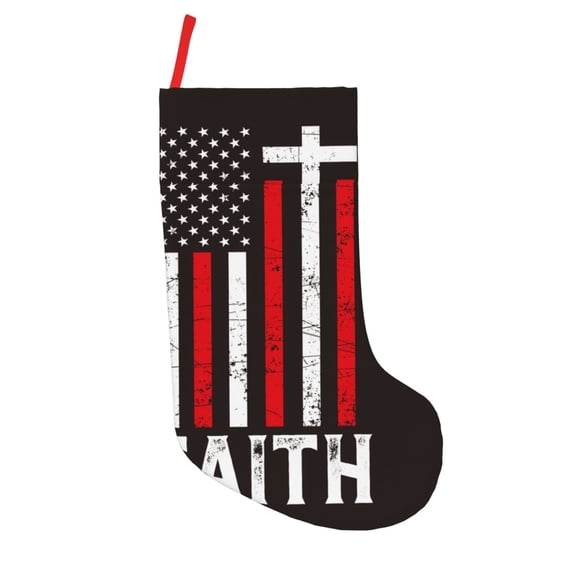Fuzoiu USA Flag Cross Print 18 inches Christmas Stockings, Personalized Christmas Stockings,for Family Decorations Hanging Ornament for Xmas Holiday Party