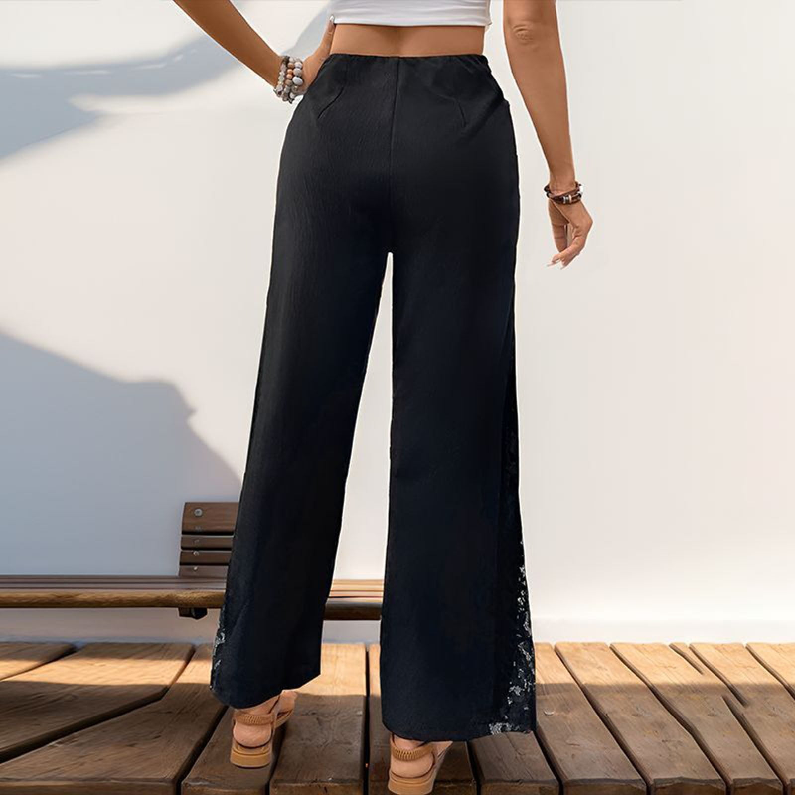 LMOIPLI Women's Textured Flare Pants 2024 Casual Flare Pants LMOIPLI Women's Textured Flare Pants 2024 Casual Flare Pants