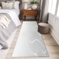 thumbnail image 5 of 2x6 Kitchen Runner Rug, Grey Geometric Non-Skid Rubber Backing Hallway Rugs Rugs - Living Room Bedroom Home Office, Modern White Stripe Abstract Distortion Art Indoor Floor Mat Carpets Washable Rug, 5 of 9