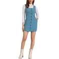 thumbnail image 2 of Vestido de tirantes para mujer INSPIRE CHIC, con escote redondo, tipo pinafore, en tela de pana, vestido casual, talla XL, color azul, 2 of 6
