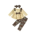 thumbnail image 1 of Seyurigaoka Toddler Baby Girls Clothes Set Leopard Print Ruffled Long Sleeves Tops and Casual Pants Headband, 1 of 9