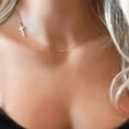thumbnail image 3 of Women's 14K Yellow Gold Sideways Cross Choker Necklace – Tiny Short Chain Religious Jewelry for Women, 3 of 7