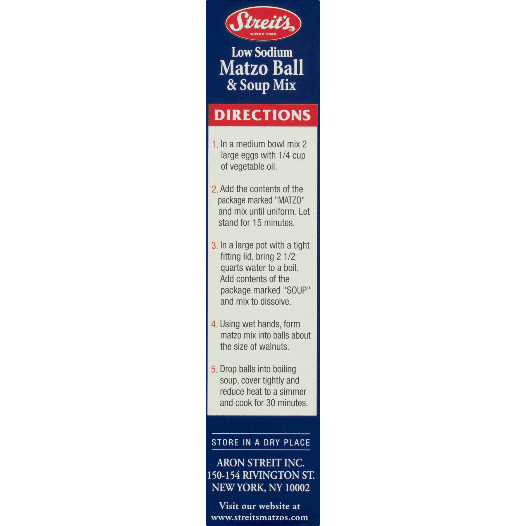 Streit's Matzo Ball & Soup Mix-Low Sodium KPY, Matzo Ball & Soup Mix-Low Sodium KPY 128g