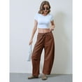 thumbnail image 2 of Lentta Women's Barrel Leg Sweatpant Drawstring Elastic Waisted Wide Leg Pants Casual Cotton Palazzo Trousers with Pockets, 2 of 7