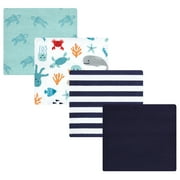 Luvable Friends Hudson Baby Flannel Receiving Blankets 4pk, Ocean Pals