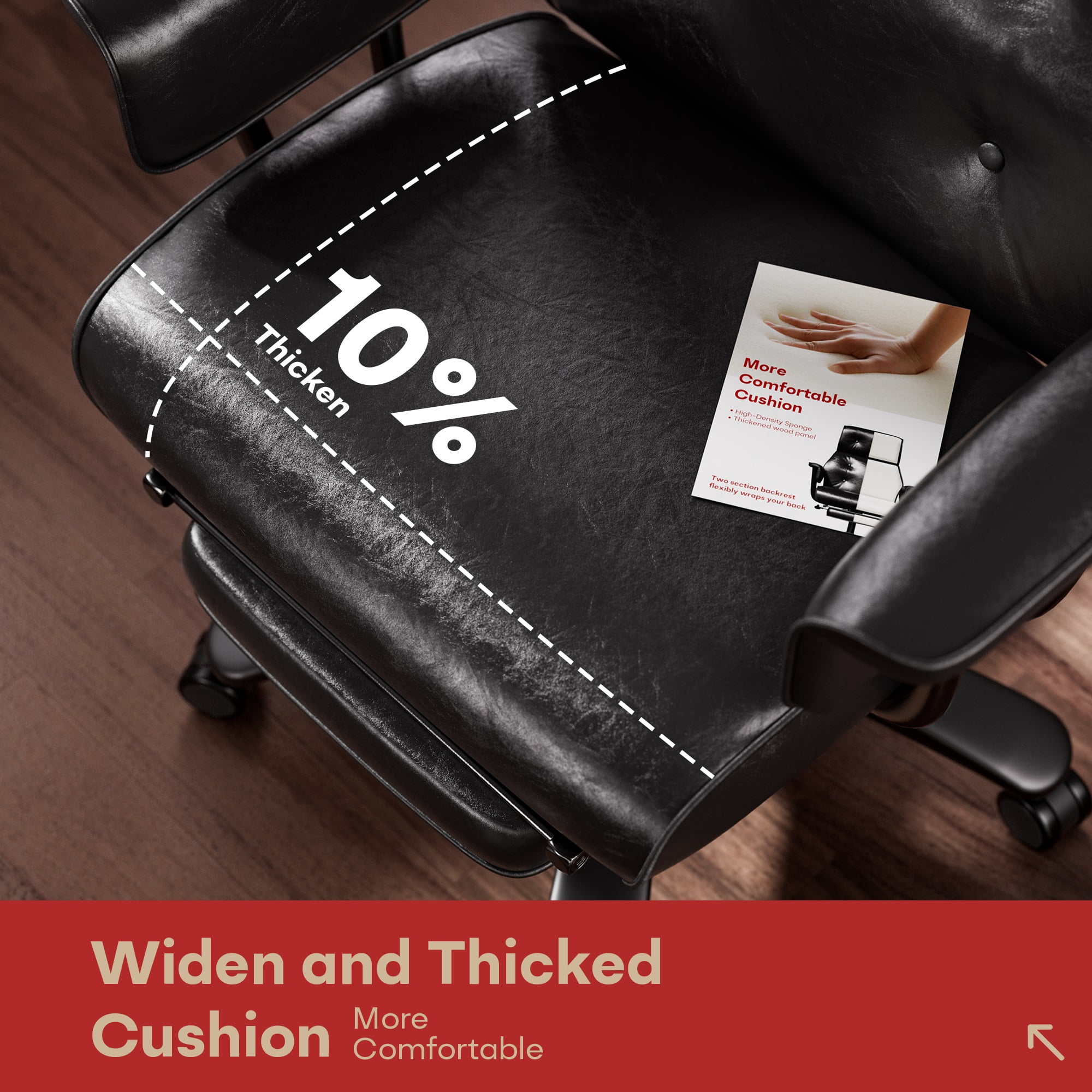 Ninecer Reclining Office Chair with Footrest, Big and Tall Desk Chair 400lbs, Adjustable Height Computer Chair, Thick Cushion & Lumbar Support, Swivel Office Chair with Arms, Black