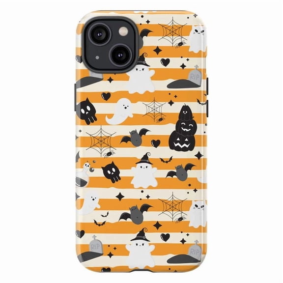 Cute Halloween Ghost Phone Case, Pumpkin Bat & Spider Design, Fun Spooky iPhone Cover for iPhone 17 16 15 14 13 12 11 Plus Pro Max Mini