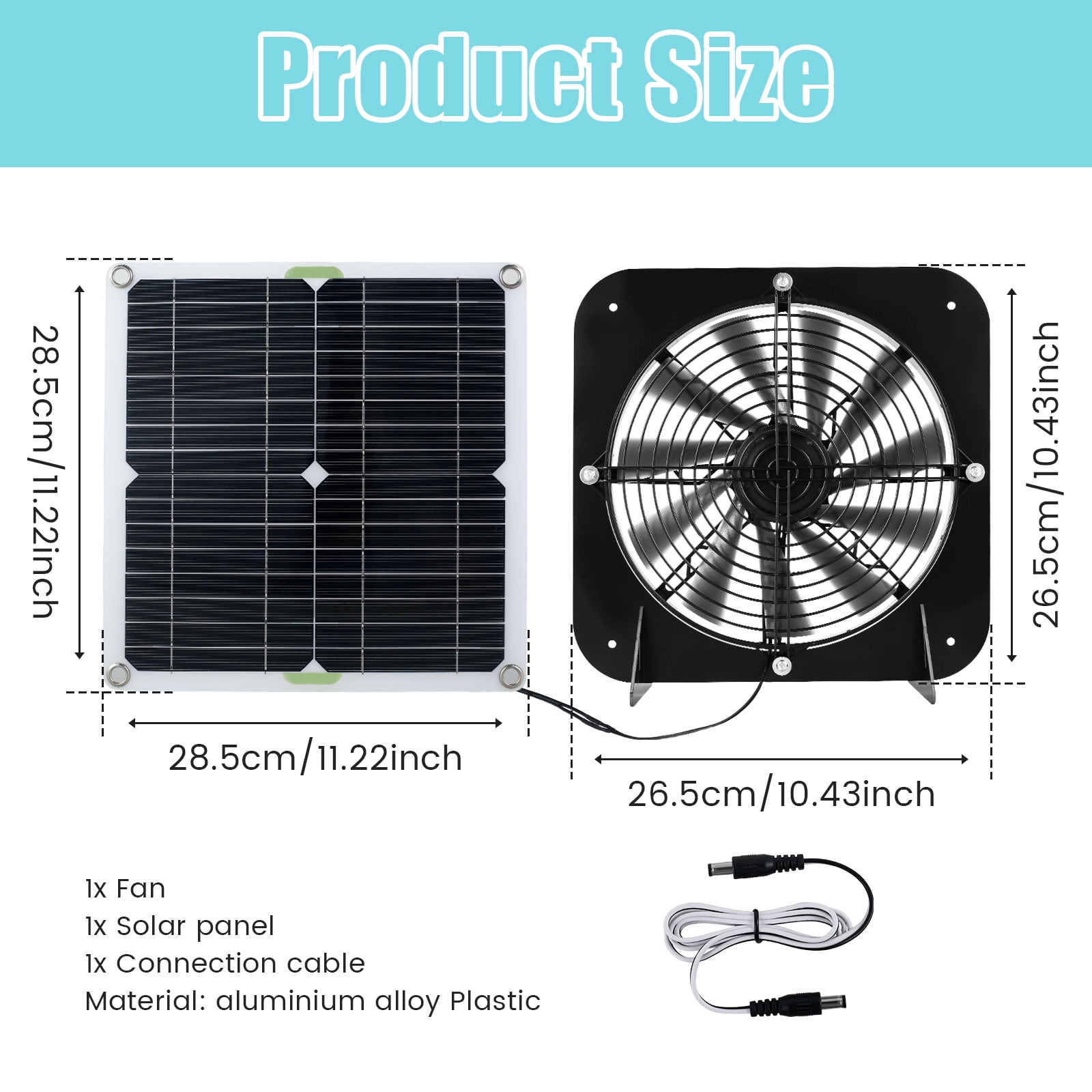 Solar Panel Fan Kit 13.5inch 100W Waterproof Solar Powered Exhaust Fan 3000rpm Auto Adjustable High Efficiency Cooling Chicken Coop Solar Fan Solar Camping Fan for Dog Kennel
