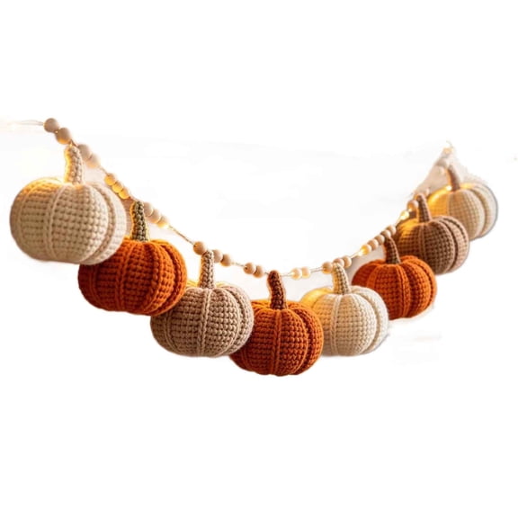 Thanksgiving Garland Fall Pumpkin Felt Garland 6.5FT Felt Banner with Light Autumn Harvest Halloween Thanksgiving Party Decorations