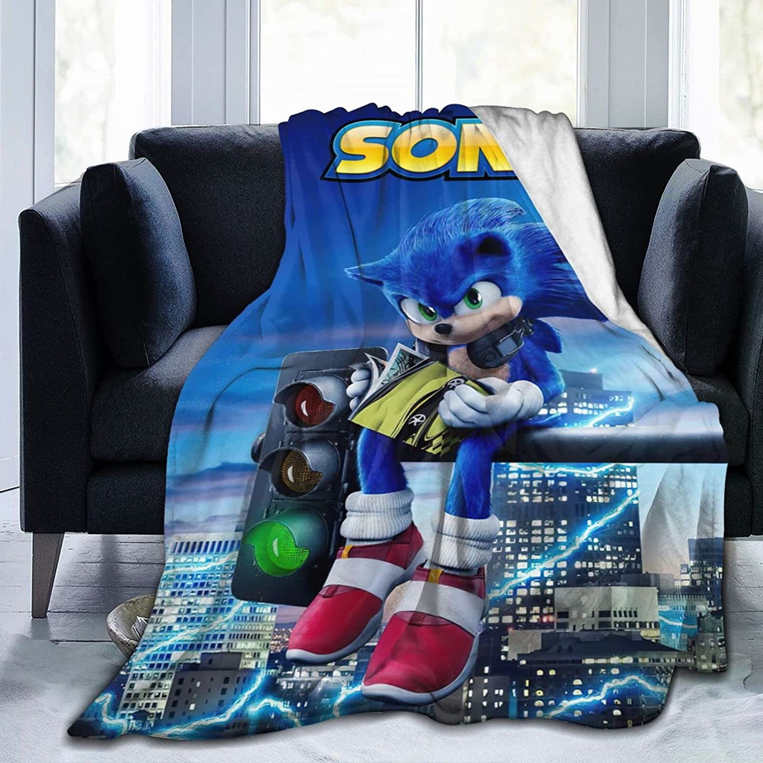 Sonic Blanket Microfiber Ultra Soft Flannel Fleece Bed Throw Blanket All Seasons for Kids Teens Men Women