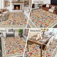thumbnail image 5 of Boho Beige Flowers Area Rugs 8'x10', Washable Small Throw Rugs for Living Room Patio, Spring Abstract Watercolor Floral Leaf Indoor Outdoor Rug Non-Slip Low Pile Carpet Runner Reversible Floor Mats, 5 of 8