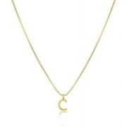 Fiaya Women Initial Pendant Necklaces, 1Pc Tiny Dainty Gold Letter Name Charm Necklace, Simple A-Z Personalized Trendy Jewelry Gift for Women, 17.7inch (C)