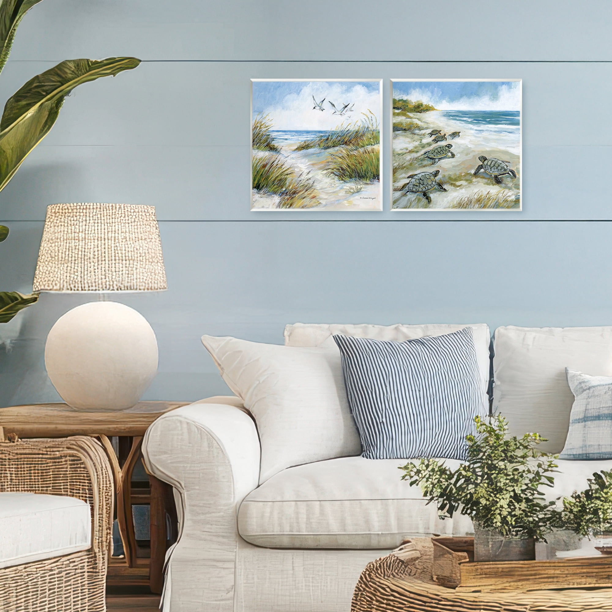 Stupell Industries Beach Creatures on Dunes 2 Piece Wall Plaque Art Set, design by Susan Winget