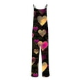 thumbnail image 4 of QATAINLAV Rompers for Women Casual Sleeveless Sling Button Jumpsuits Heart Print Loose Wide Leg Onesie Pants with Pockets, Multicolor, XXL, 4 of 6