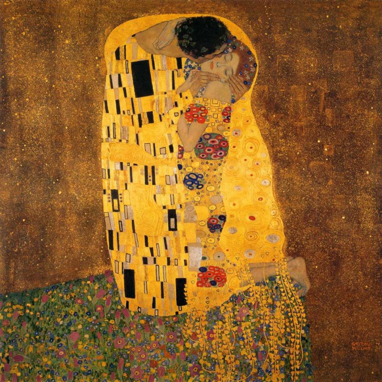 Gustav Klimt 接吻 アートプリント 約60cm x 50cm Klimt, Gustav 26x26 White Modern Wood Framed Museum Art Print