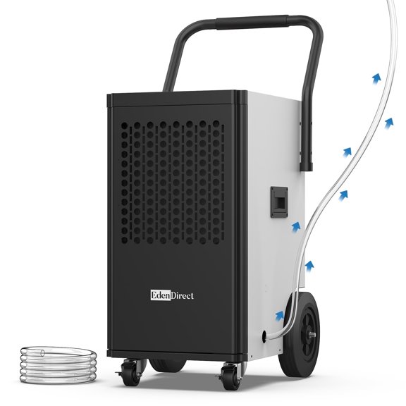 110 pt. 5,000 sq.ft. Buckless Commercial Dehumidifier with Drain Hose and Pump for Garage in White