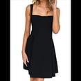 thumbnail image 1 of Robe Courte Sans Manches 2025 pour Femmes, Dos Nu, à Nouer, Encolure Carrée, Robe de Soirée Courte, Noire, P, 1 of 10