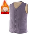 thumbnail image 2 of Htigea Women's Warm Fleece Lined Vest V Neck Sleeveless Jackets Winter Quilted Waistcoat Button Down Gilet with Pockets Purple XXL, 2 of 8