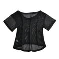 thumbnail image 4 of MRULIC t shirts for women Women Sheer Mesh Fishnet T-Shirt Crop Top Short Sleeve Net Tee Shirt Womens t shirts Black + L, 4 of 8