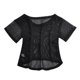 thumbnail image 3 of Gibobby Casual Playera de Manga Corta para Mujer Camisetas de mujer Cuello redondo Malla transparente Mallas Ultra Manga corta Color sólido Crop Top Net Camiseta(Negro,G), 3 of 5