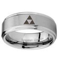 thumbnail image 2 of Tungsten Zelda Triforce 8mm Brushed Gray Step Edges Men Ring, 2 of 2