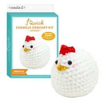 Create It Beginner Crochet Kit, DIY Crochet Starter Kit with Chenille Yarn, Chicken, White, 1 Piece