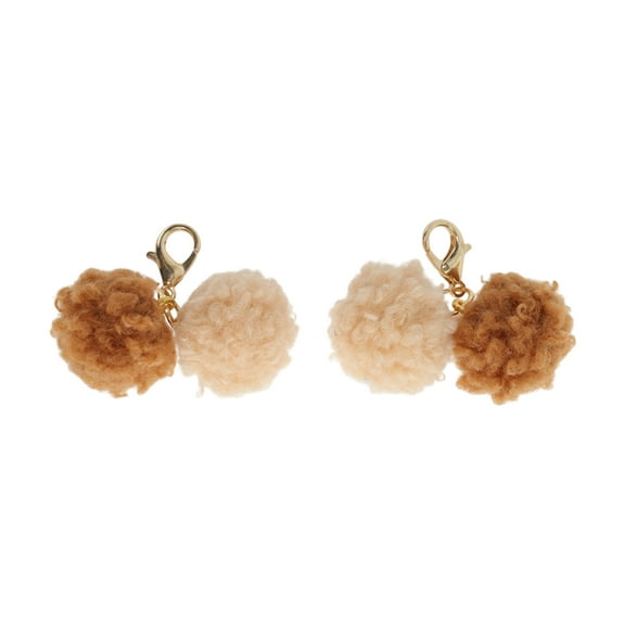 Unique Bargains 1 Pair Shoelace Charms Sparkly Fluffy Ball Decorative Shoe Clips Beige Dark Brown
