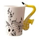 thumbnail image 2 of Taza de cerámica creativa para café o bebidas con diseño de músico y pentagramas Saxofón amarillo, 2 of 6