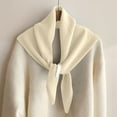 thumbnail image 2 of AWZXDE Women's Winter Wool Triangle Scarf Striped Shawl Headscarf Knitted Functional Solid Color Versatile Small Scarf Neckerc White,One Size, 2 of 3