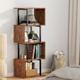 thumbnail image 5 of 5 Tier Bookshelf, S Shaped Geometric Bookcase, Narrow Freestanding Display Shelves, Modern Wood Decorative Storage Shelving Rack for Bedroom, Living Room, Home Office, Rustic Brown, 5 of 6