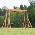 thumbnail image 4 of Dolphin Playground Cedar Wood Swing Set with Monkey Bars, Trapeze & 2 Belt Swings | Heavy-Duty Outdoor Backyard Playset for Kids | 440 lbs Capacity, 4 of 16