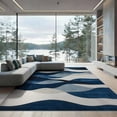 thumbnail image 2 of ODIKA 8'x10' Washable Area Rug Non-Slip Chair-Friendly Mat Navy Long Abstract Wave Design Modern Interlocking Brushstroke Motif for Dining Room, Large Office, Lounge, 2 of 7