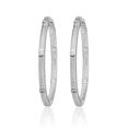 thumbnail image 3 of 925 Sterling Silver Cubic Zirconia CZ Round Hoop Earrings, 3 of 5