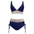 thumbnail image 5 of MKLEKYY Trajes De Baño Completo Mujer Women High Waisted Bikini Sets Swimsuits Color Block Two Piece Drawstring Bathing Suit, 5 of 5