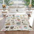 thumbnail image 5 of Cartoon Coffee Throw Blankets, Gift for Coffee Lover Soft Fleece Blanket Decorative for Home Sofa Couch Chair Living Bedroom, 40x50 inches,, 5 of 9